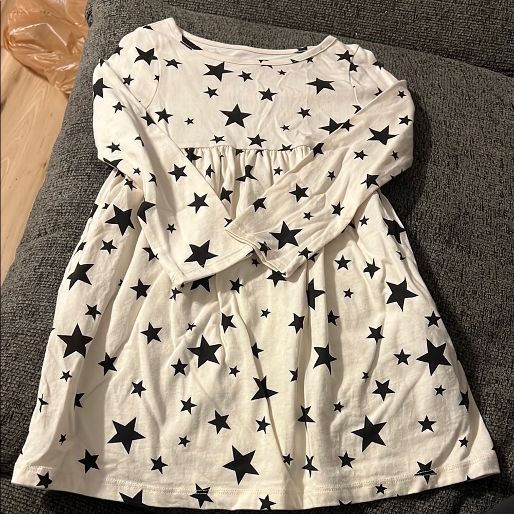 White Dress with Black Star Pattern